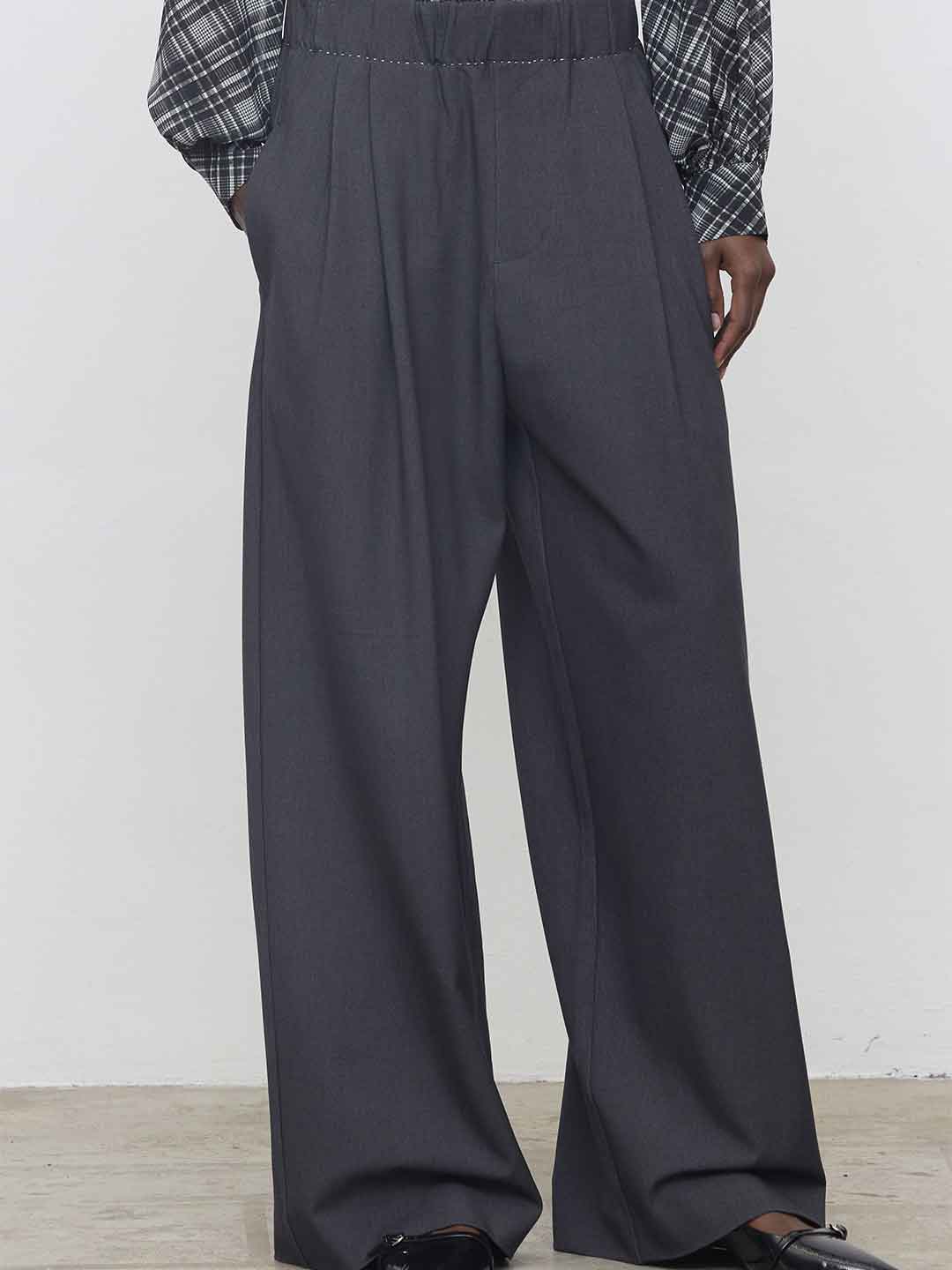 Eleh pantalone grigio con cuciture a contrasto EFW260074 GRIGIO ELEH 