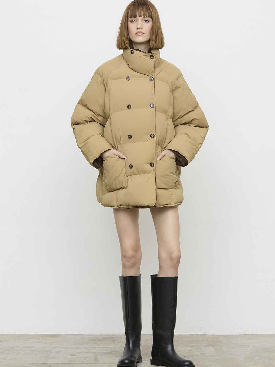 Eleh piumino beige lungo imbottito EFW260078 BEIGE ELEH 