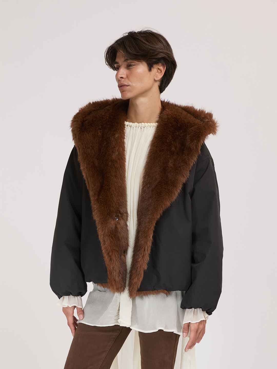 Eleh giubbino nero con pelliccia interna EFW260126 NERO ELEH 