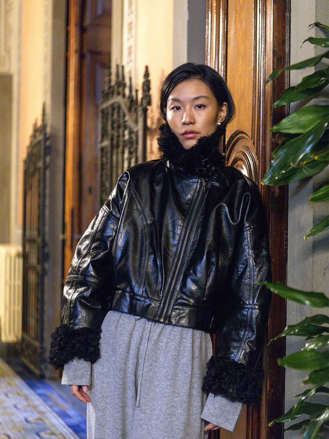 Eleh giubbino nero con pelliccia EFW260140 NERO ELEH 