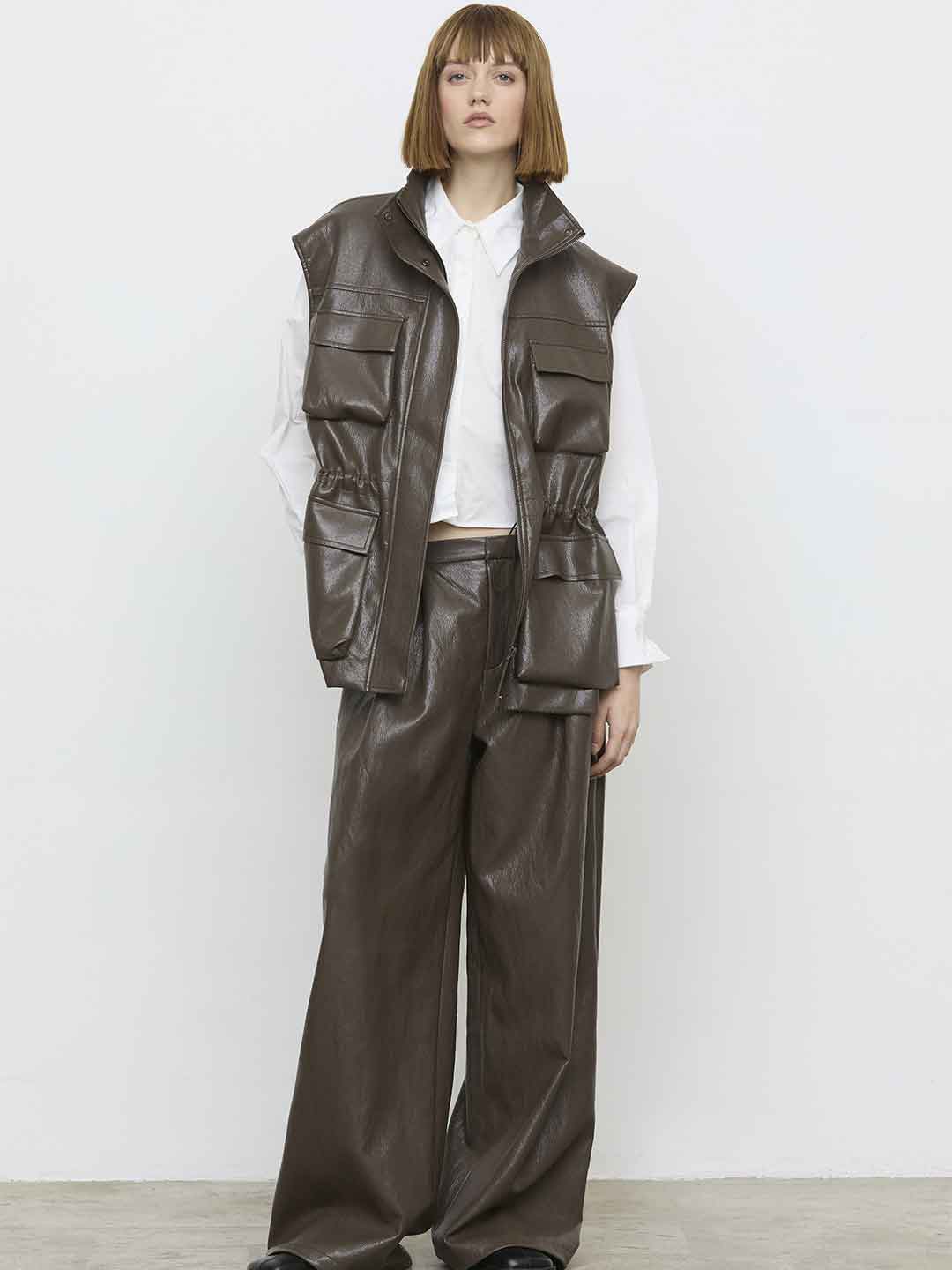 Eleh gilet marrone in pelle EFW260168 MARRONE ELEH 