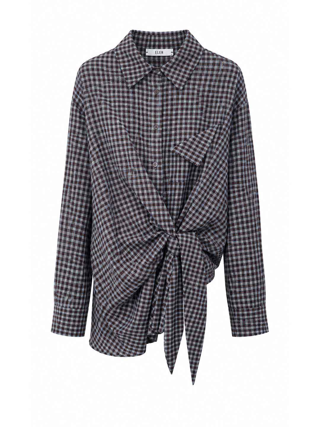 Eleh camicia marrone a quadri con nodo EFW260179 MARRONE ELEH 