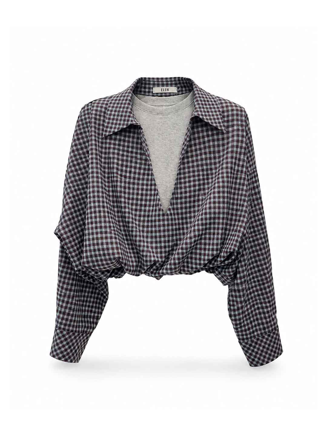 Eleh camicia marrone a quadri con canotta EFW260180 MARRONE ELEH 