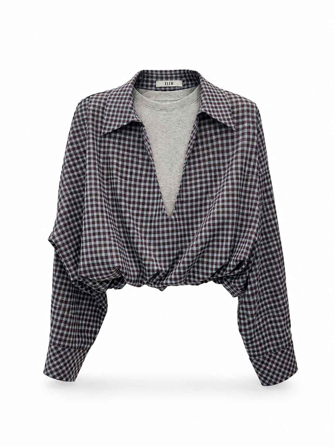 Eleh camicia marrone a quadri con canotta EFW260180 MARRONE ELEH 