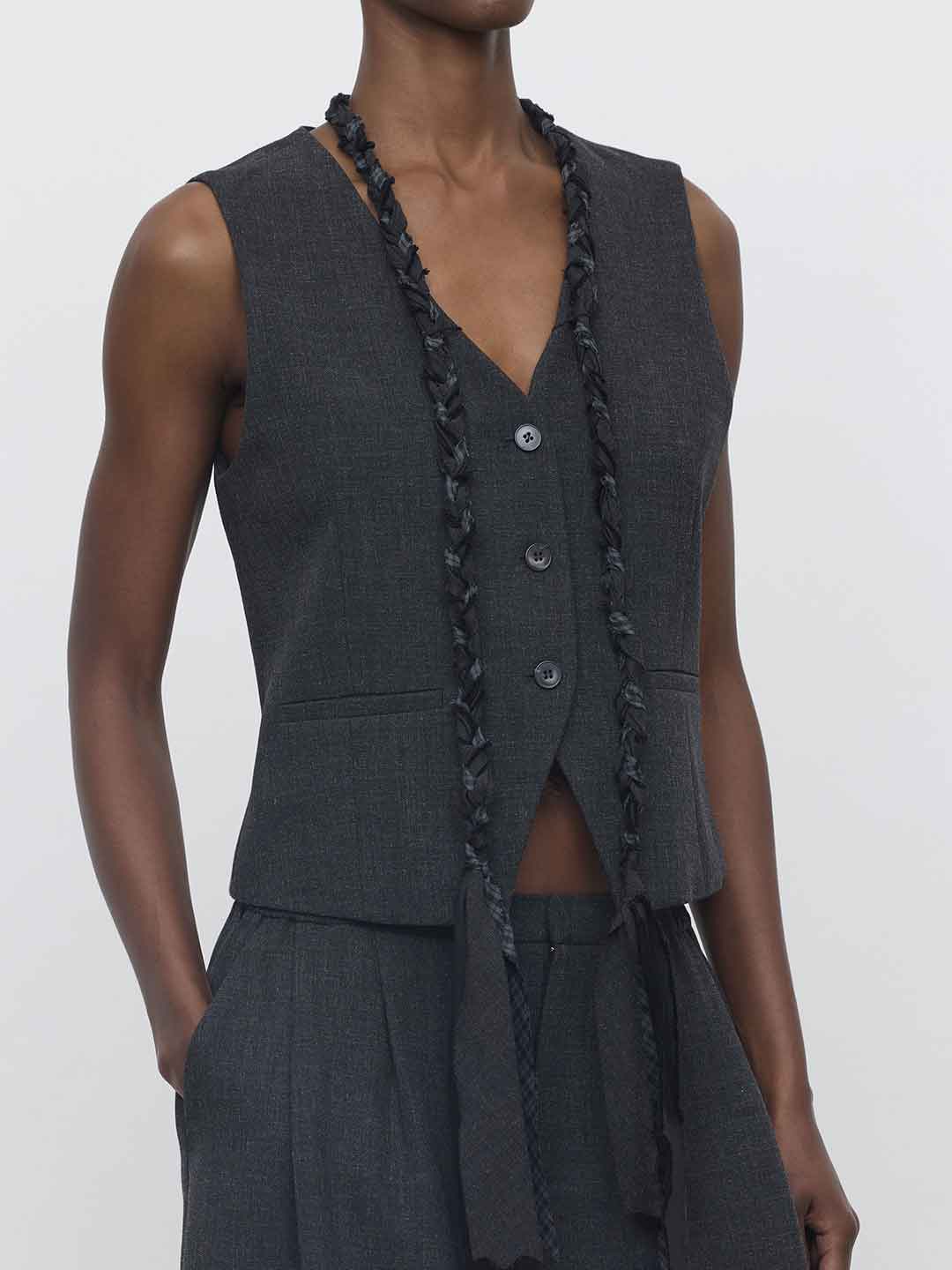 Eleh gilet grigio con treccia EFW260195 GRIGIO ELEH 