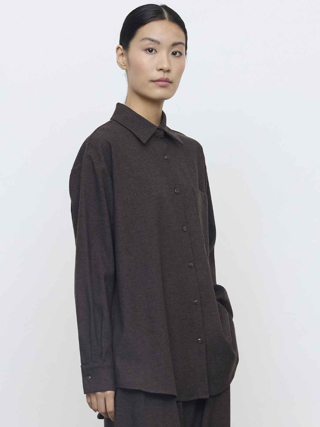 Eleh camicia marrone con taschino EFW260228 MARRONE ELEH 