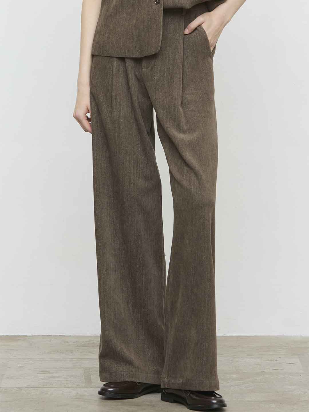 Eleh pantalone fango in velluto EFW260259 FANGO ELEH 