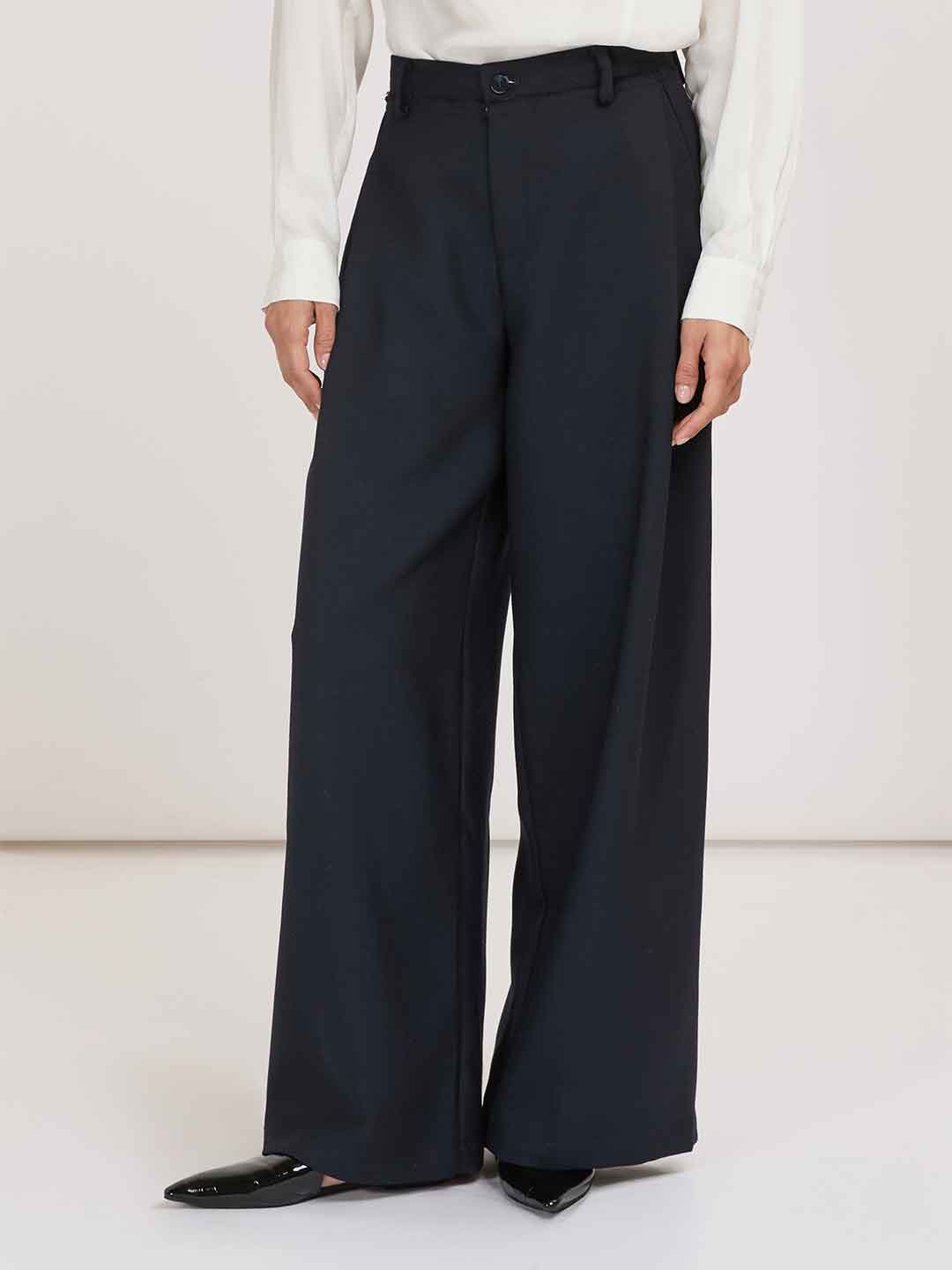 Eleh pantalone blu con doppio bustino taglio vivo EFW260264 BLU ELEH 