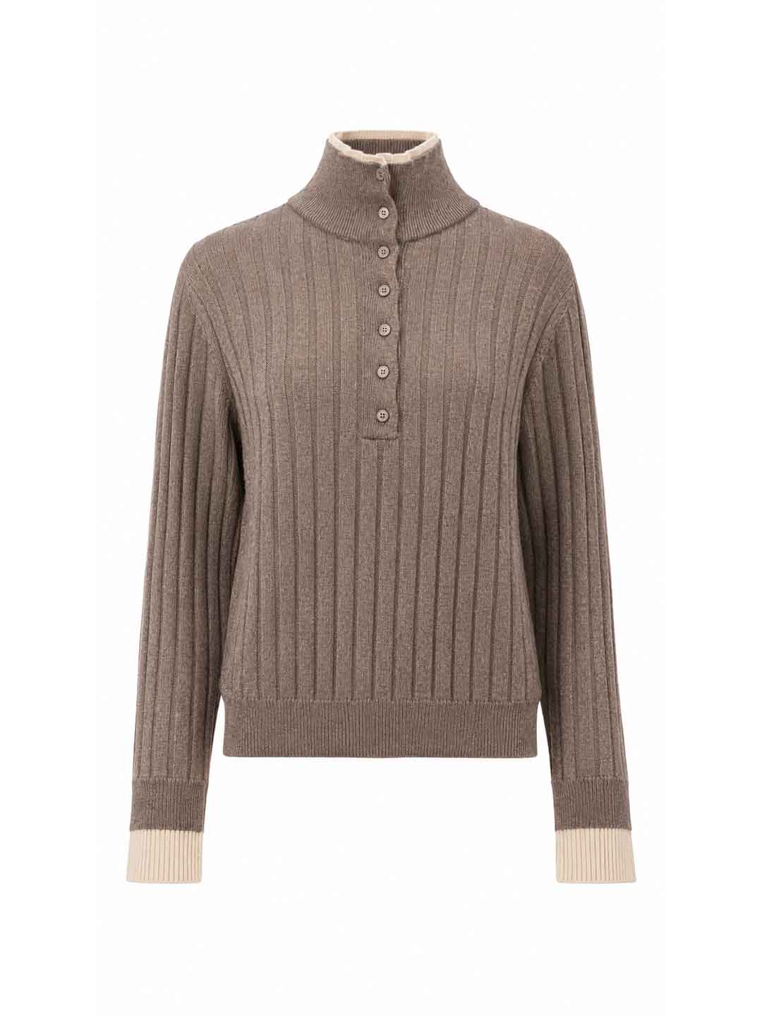 Eleh maglione fango e panna con bottoni EFWY260002 FANGO ELEH 