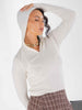 Eleh maglione panna con cappuccio