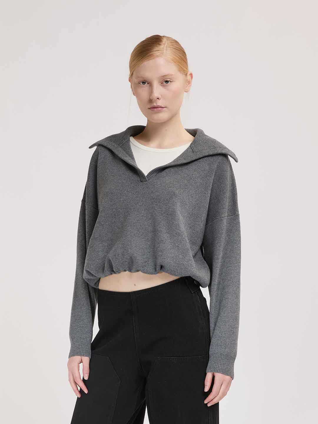 Eleh maglione grigio con orlo elasticizzato EFWY260009 GRIGIO ELEH 