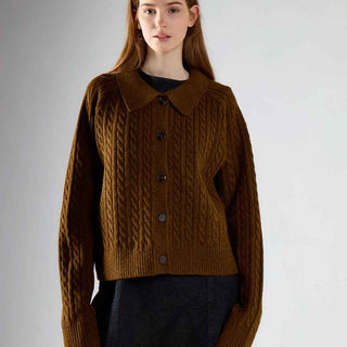 Glamorous cardigan marrone a trecce AN5959 MARRONE GLAMOROUS 