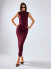 Glamorous abito bordeaux lungo aderente