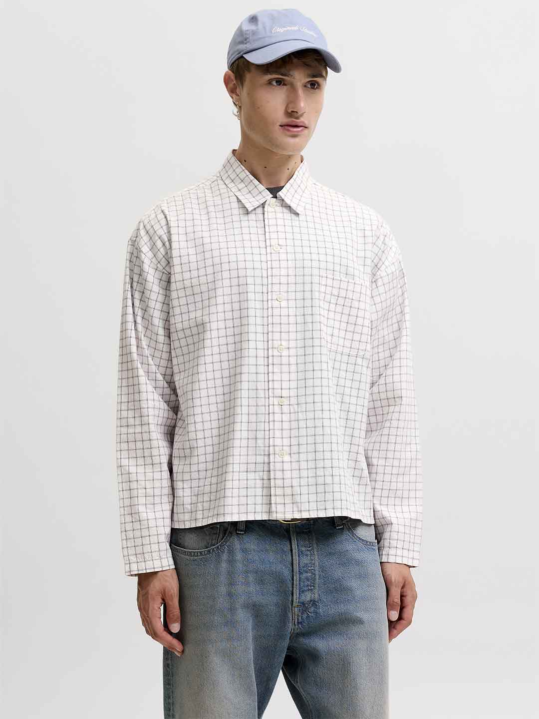 Jack & Jones camicia bianco a quadri 12277479 BIANCO JACK & JONES 