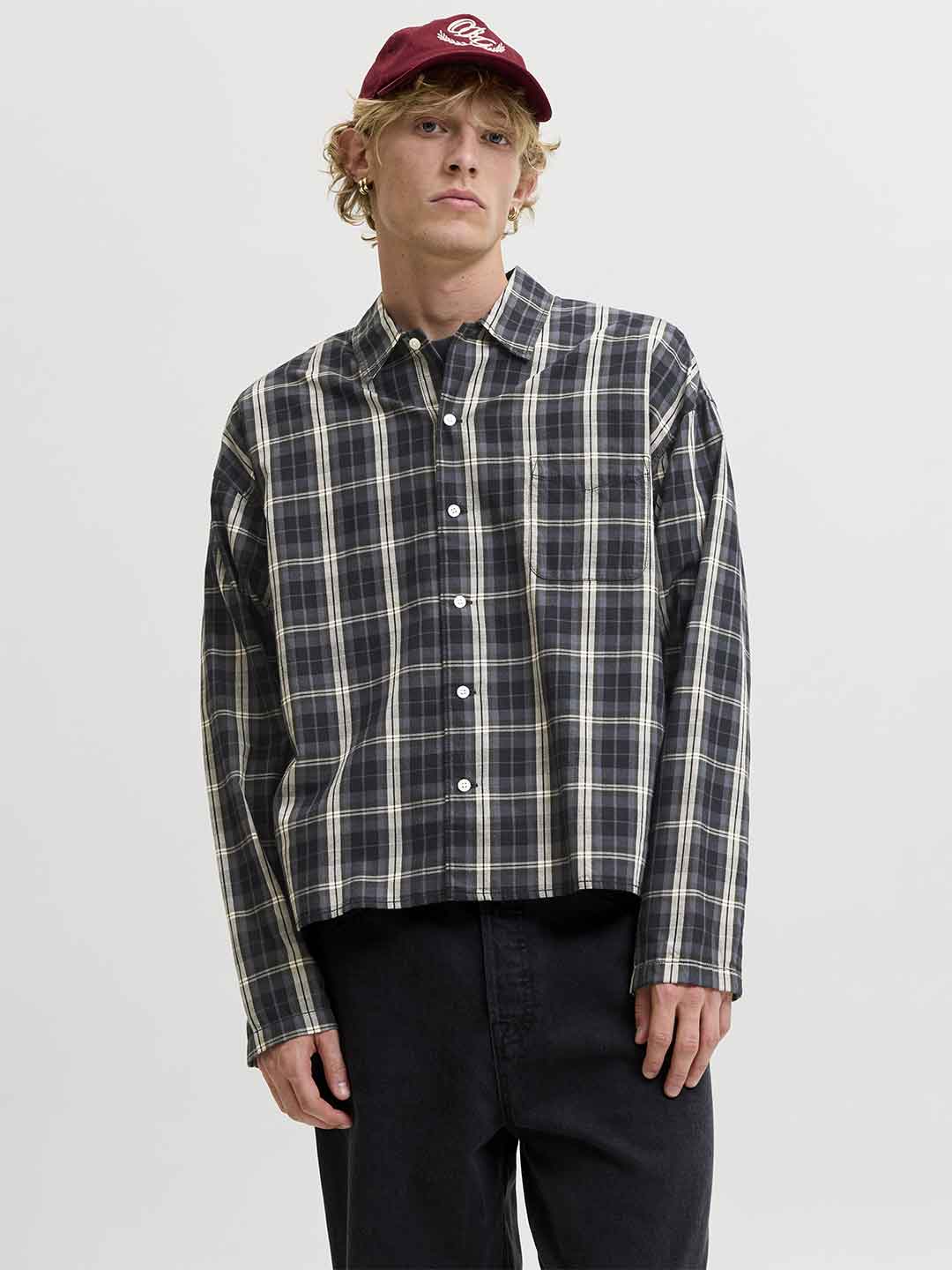 Jack & Jones camicia nero a quadri 12277479 NERO JACK & JONES 