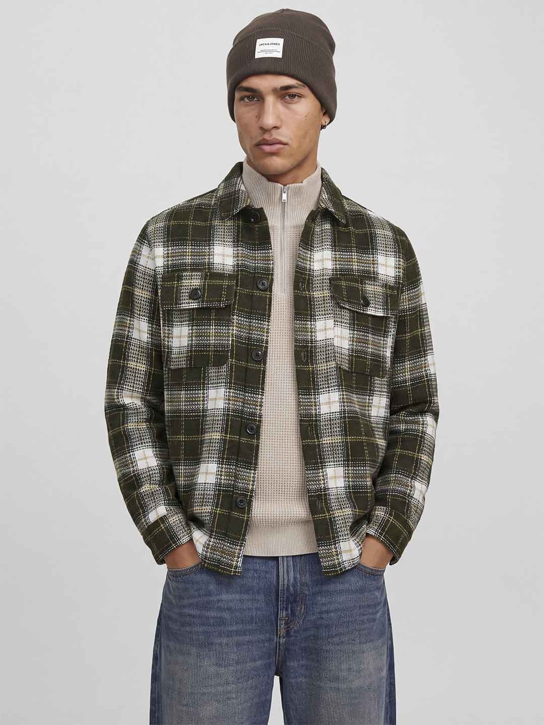 Jack & Jones camicia marrone a quadri 12300060 MARRONE JACK & JONES 
