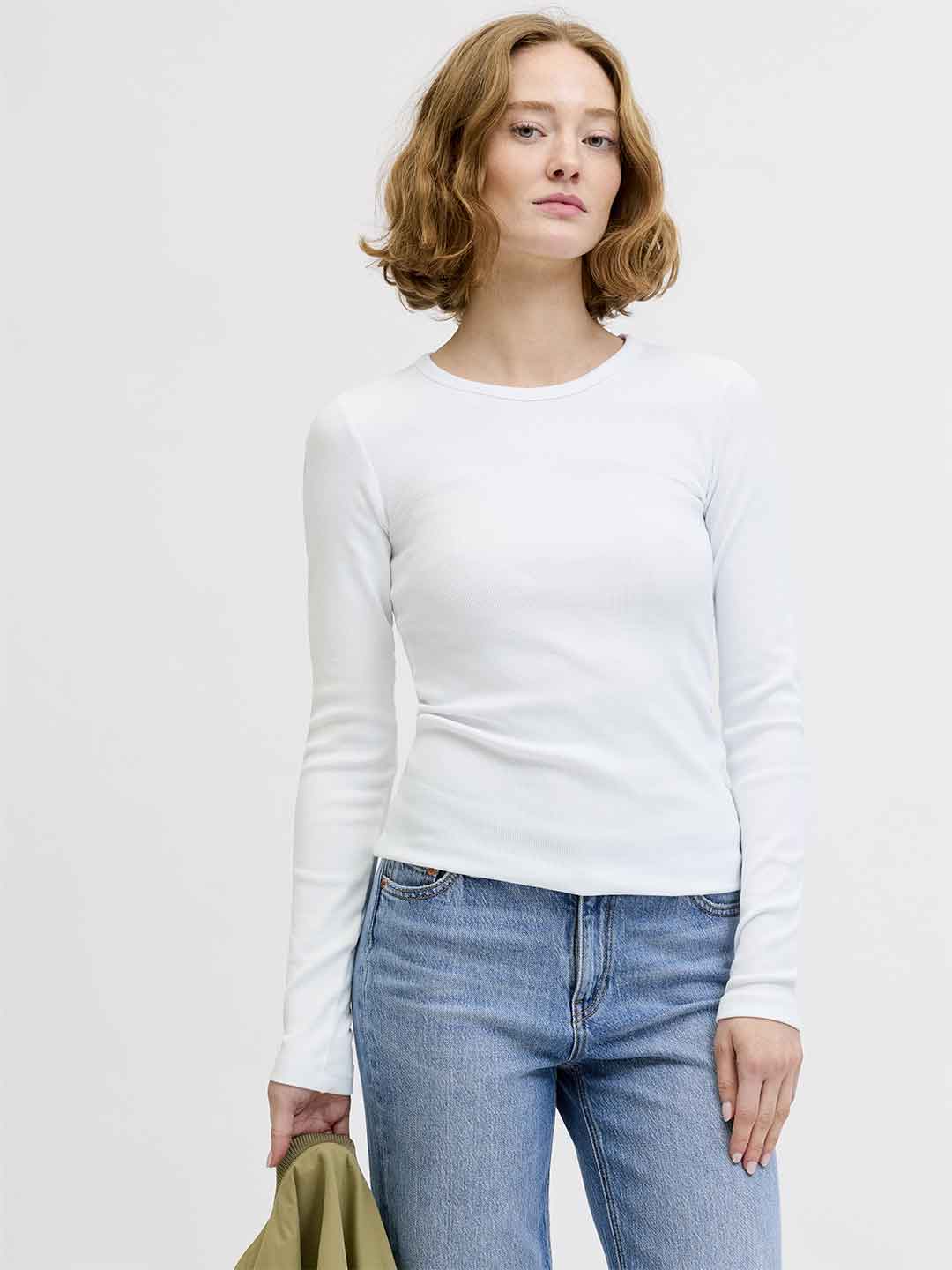 JJXX Freya t-shirt bianco maniche lunghe 12200404 BIANCO JJXX 