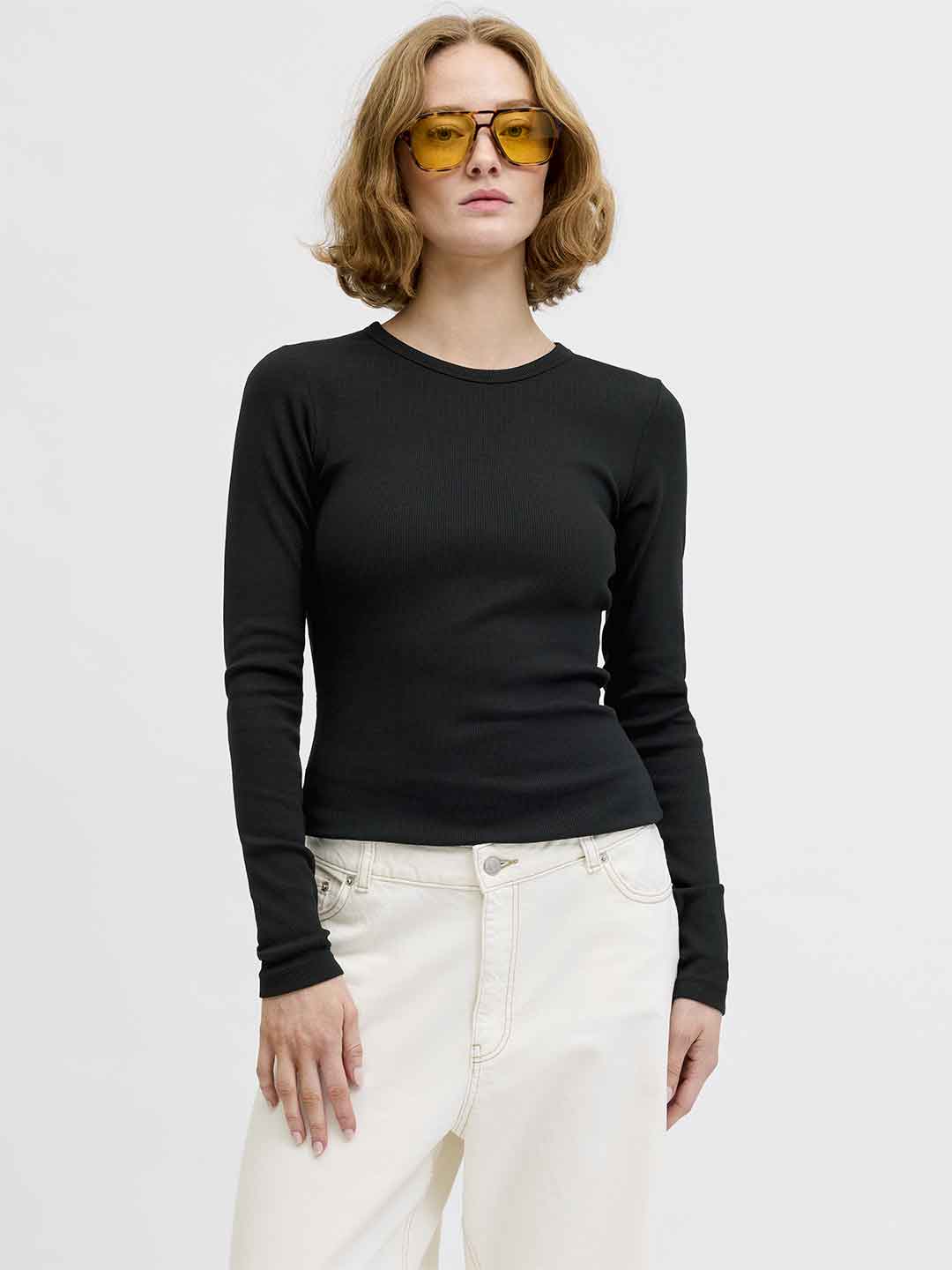 JJXX Freya t-shirt nero maniche lunghe 12200404 NERO JJXX 
