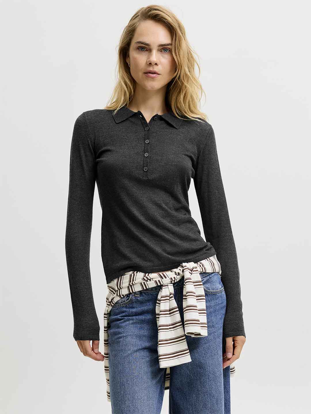JJXX Alberte polo grigio 12298896 GRIGIO JJXX 