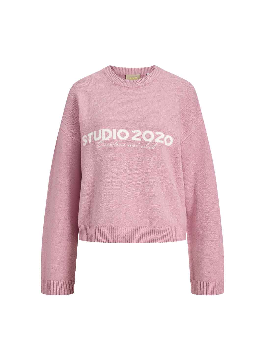JJXX Norrebro maglione rosa con grafica bianca 12298901 ROSA JJXX 