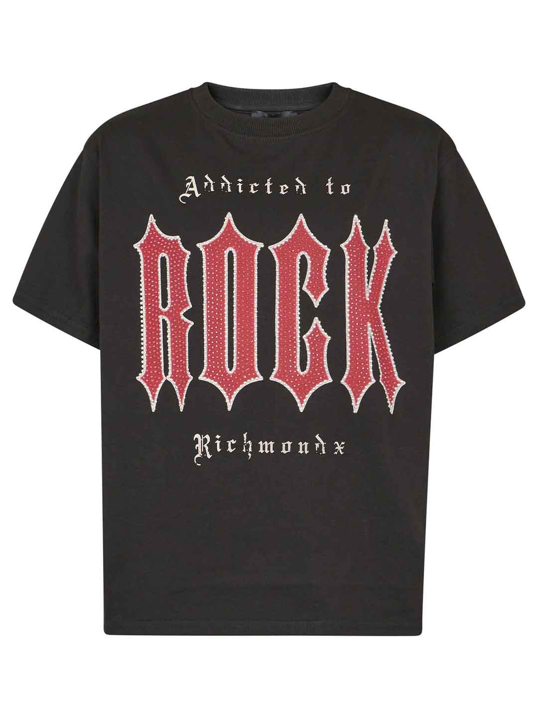 John Richmond t-shirt kids nero Rock con strass 2-14 anni 26038 NERO JOHN RICHMOND 