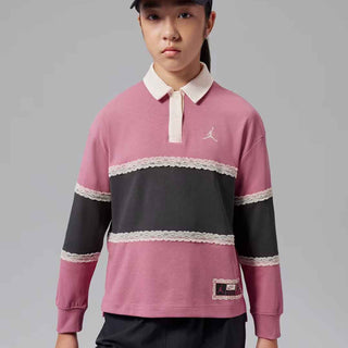 Jordan t-shirt kids rosa a polo con merletto 8-15 anni 45G252-P9I ROSA JORDAN 
