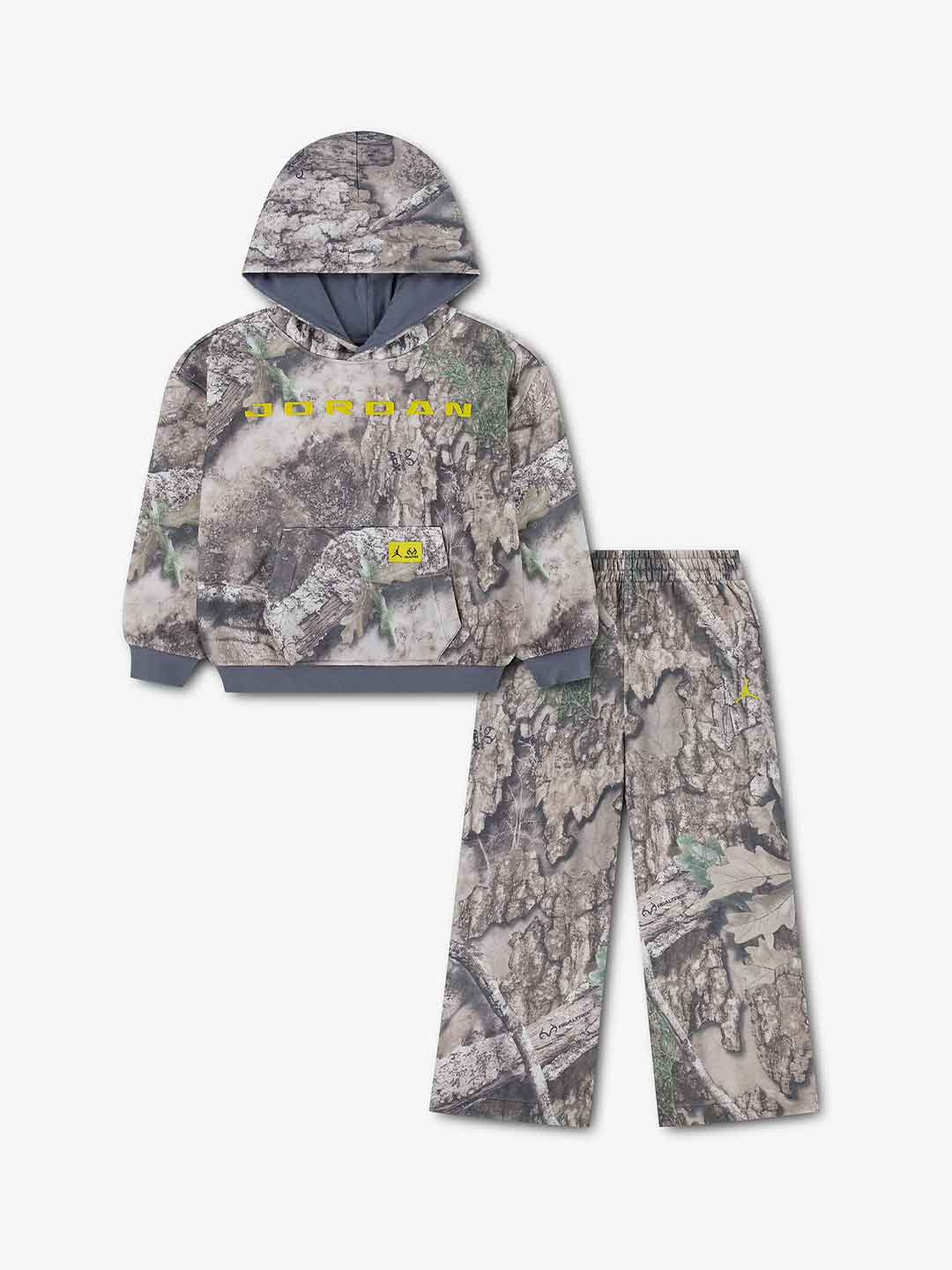 Jordan coordinato kids a fantasia con logo giallo fluo 2-7 anni 85G277-WAN FANTASIA JORDAN 