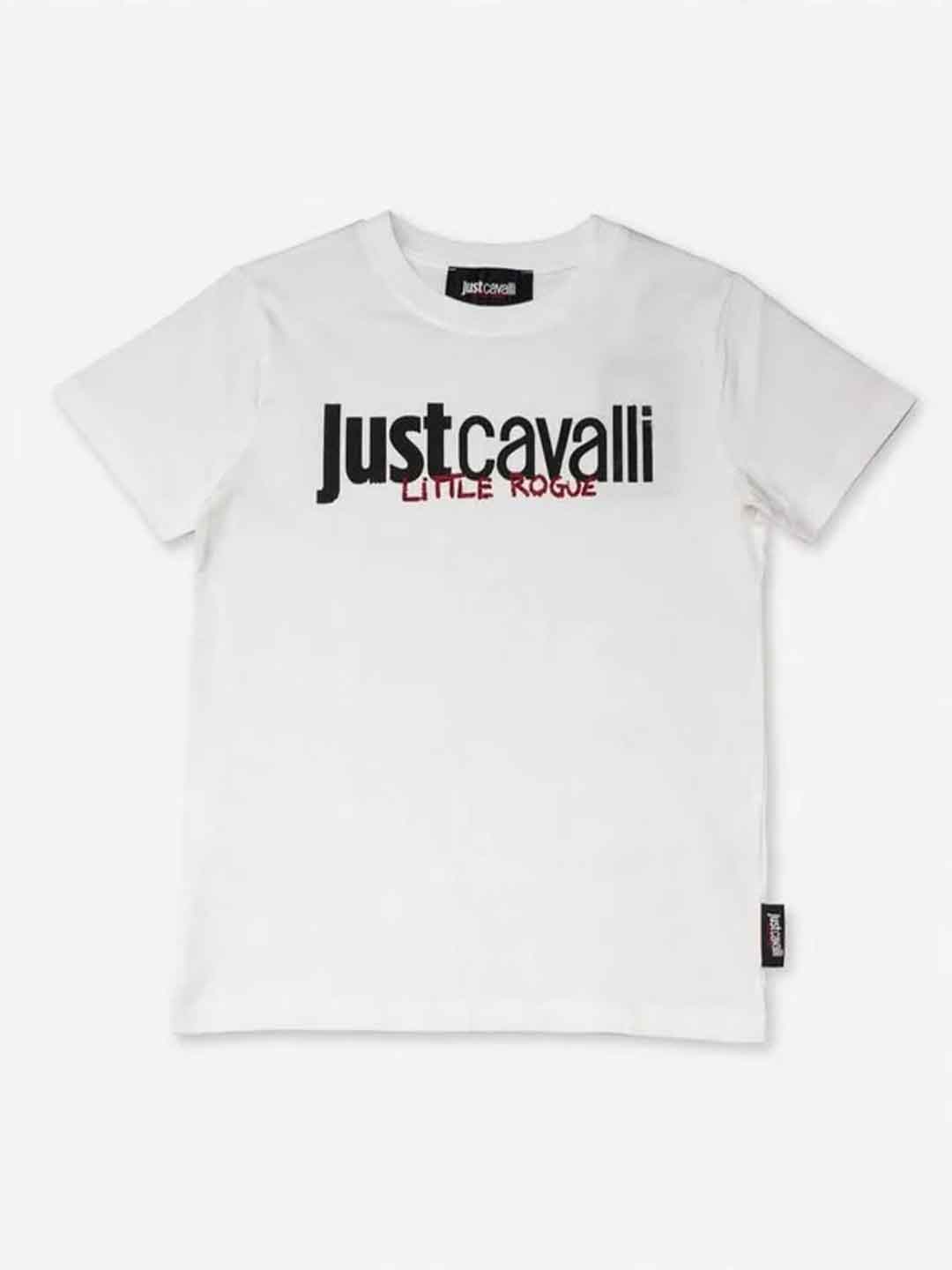 Just Cavalli t-shirt kids bianco con logo in strass 2-14 anni 26156 BIANCO JUST CAVALLI 