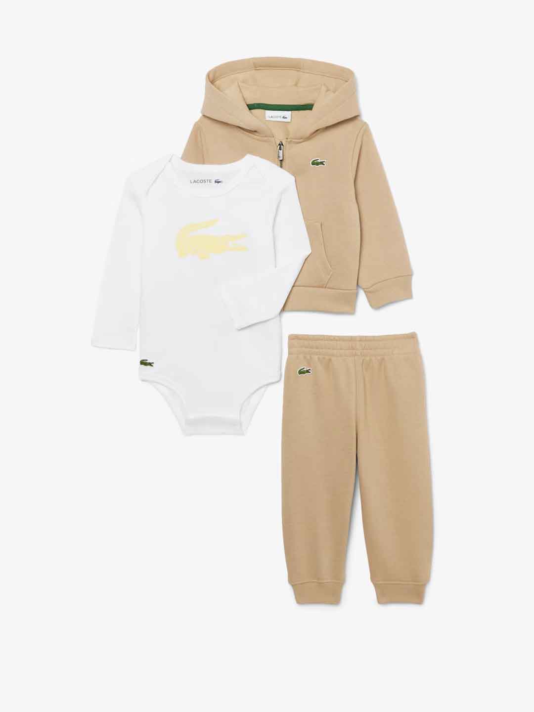 Lacoste set kids beige box 3 pezzi felpa, body e pantalone 12-24 mesi 647192-02S BEIGE LACOSTE 