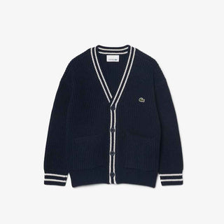 Lacoste cardigan kids blu in lana 2-6 anni 847693-UGW BLU LACOSTE 