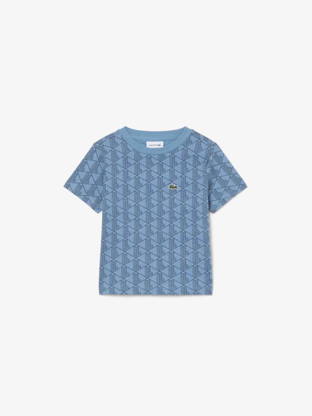 Lacoste t-shirt kids azzurro logo all-over 2-6 anni 847872-UKW AZZURRO LACOSTE 