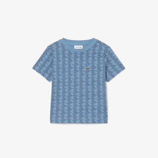 Lacoste t-shirt kids azzurro logo all-over 2-6 anni 847872-UKW AZZURRO LACOSTE 