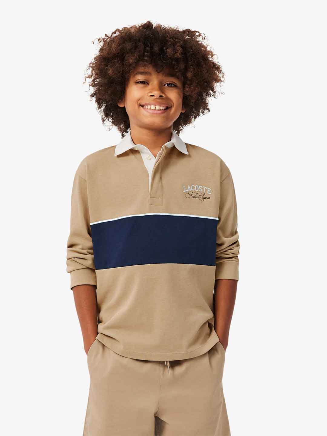 Lacoste polo kids beige colletto bianco 8-16 anni 947808-02S BEIGE LACOSTE 