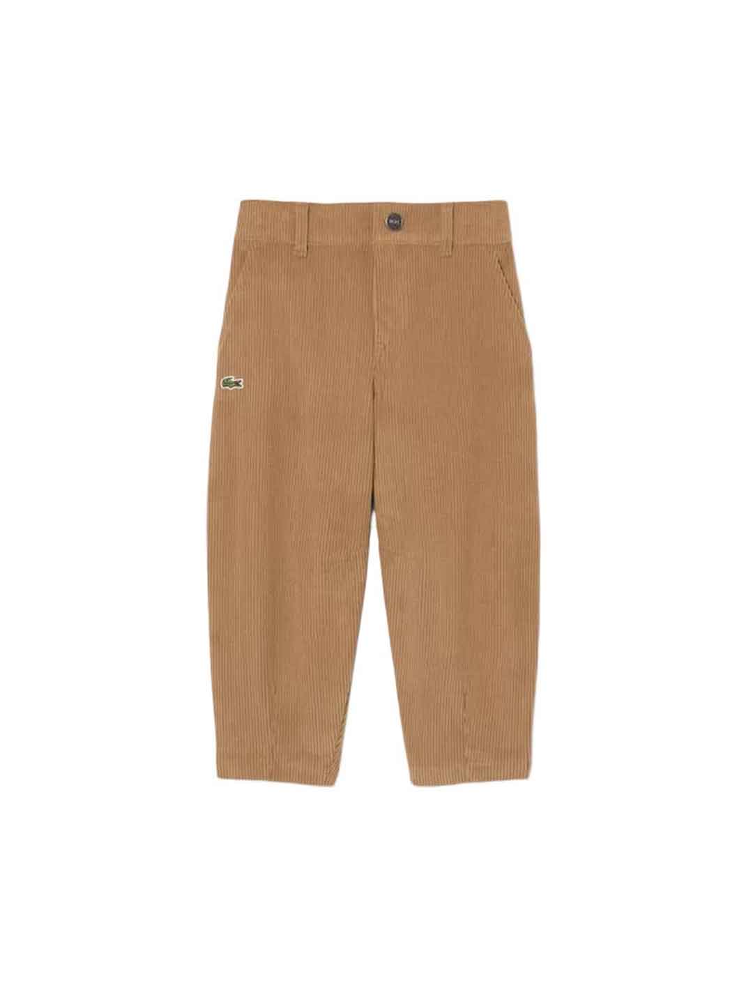 Lacoste pantaloni kids beige in velluto a coste 8-16 anni 947821-SIX BEIGE LACOSTE 