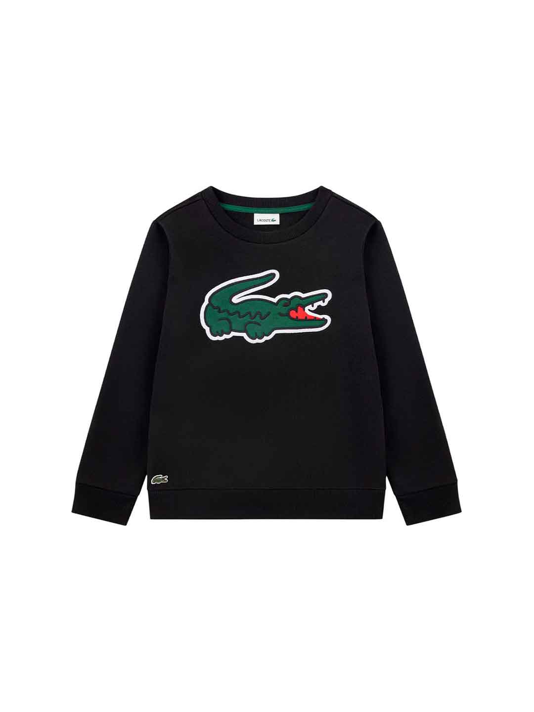 Lacoste felpa kids nero girocollo maxi logo 8-16 anni 947880-K96 NERO LACOSTE 