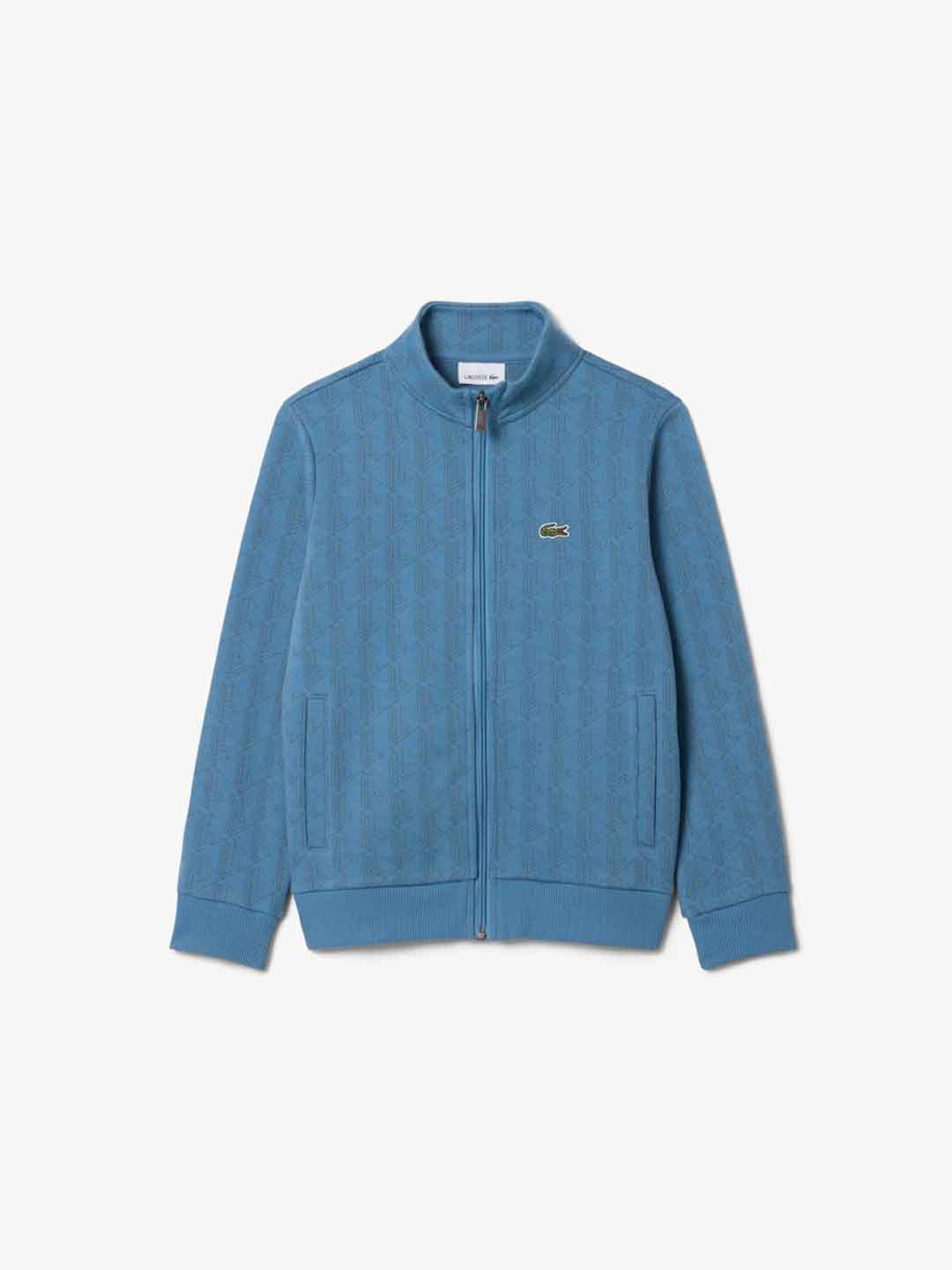 Lacoste felpa kids azzurro con zip 8-16 anni 947882-UKW AZZURRO LACOSTE 