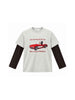 Madelys t-shirt grigio con maniche marrone