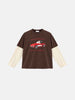 Madelys t-shirt marrone con maniche panna