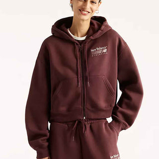 New Balance felpa bordeaux crop con zip WJ62P2UP BORDEAUX NEW BALANCE 