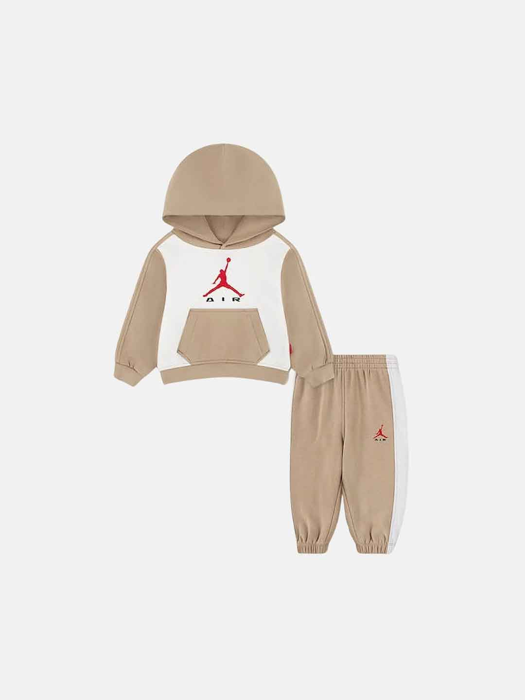 Nike coordinato kids beige con logo rosso 12-24 mesi 65G184-X0L BEIGE NIKE 