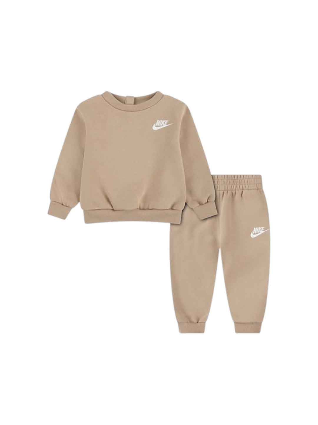 Nike coordinato kids beige con logo bianco 12-24 mesi 66M877-JCR BEIGE NIKE 
