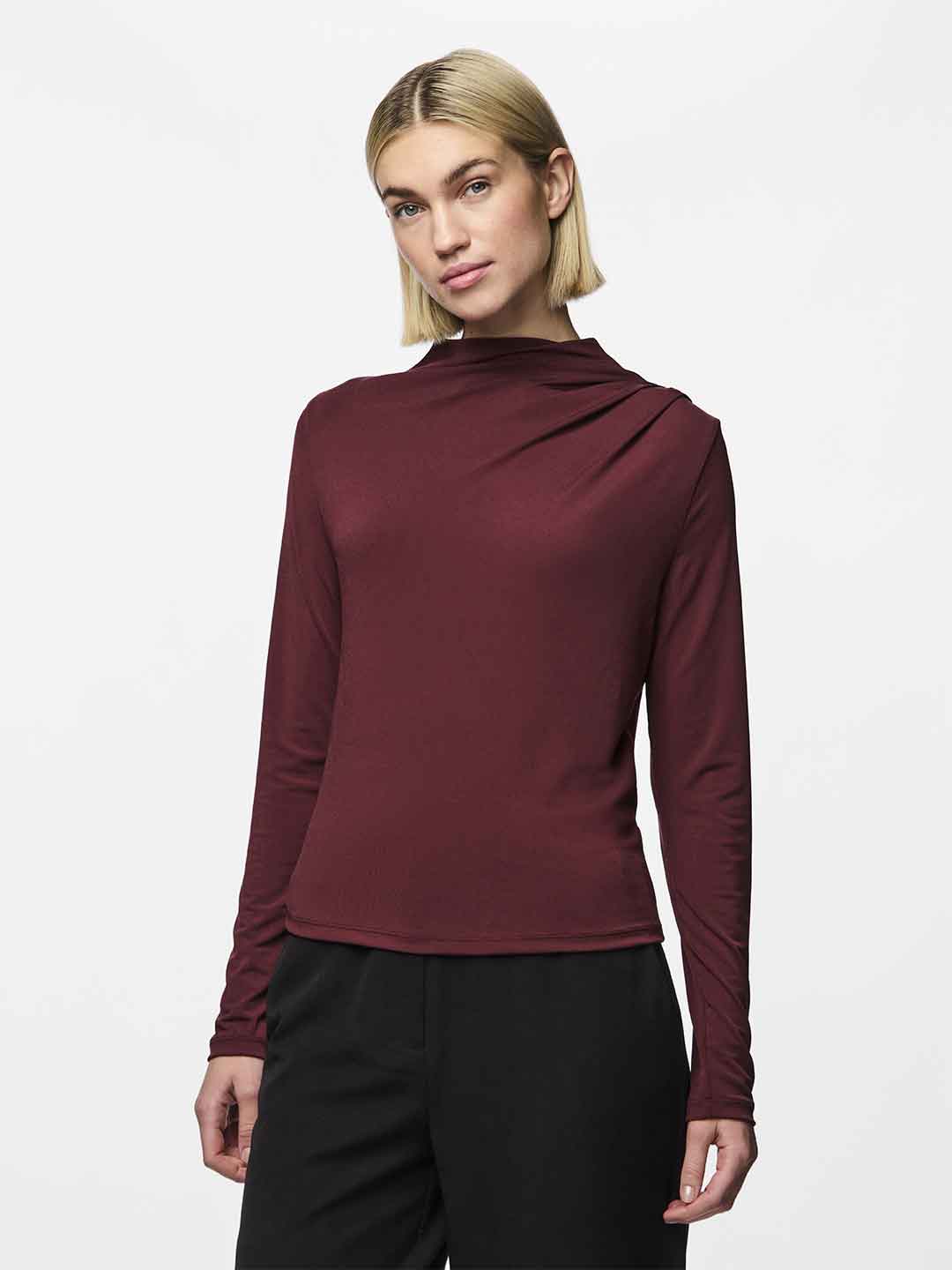 Pieces maglia bordeaux drappeggiata 17153519 BORDEAUX PIECES 