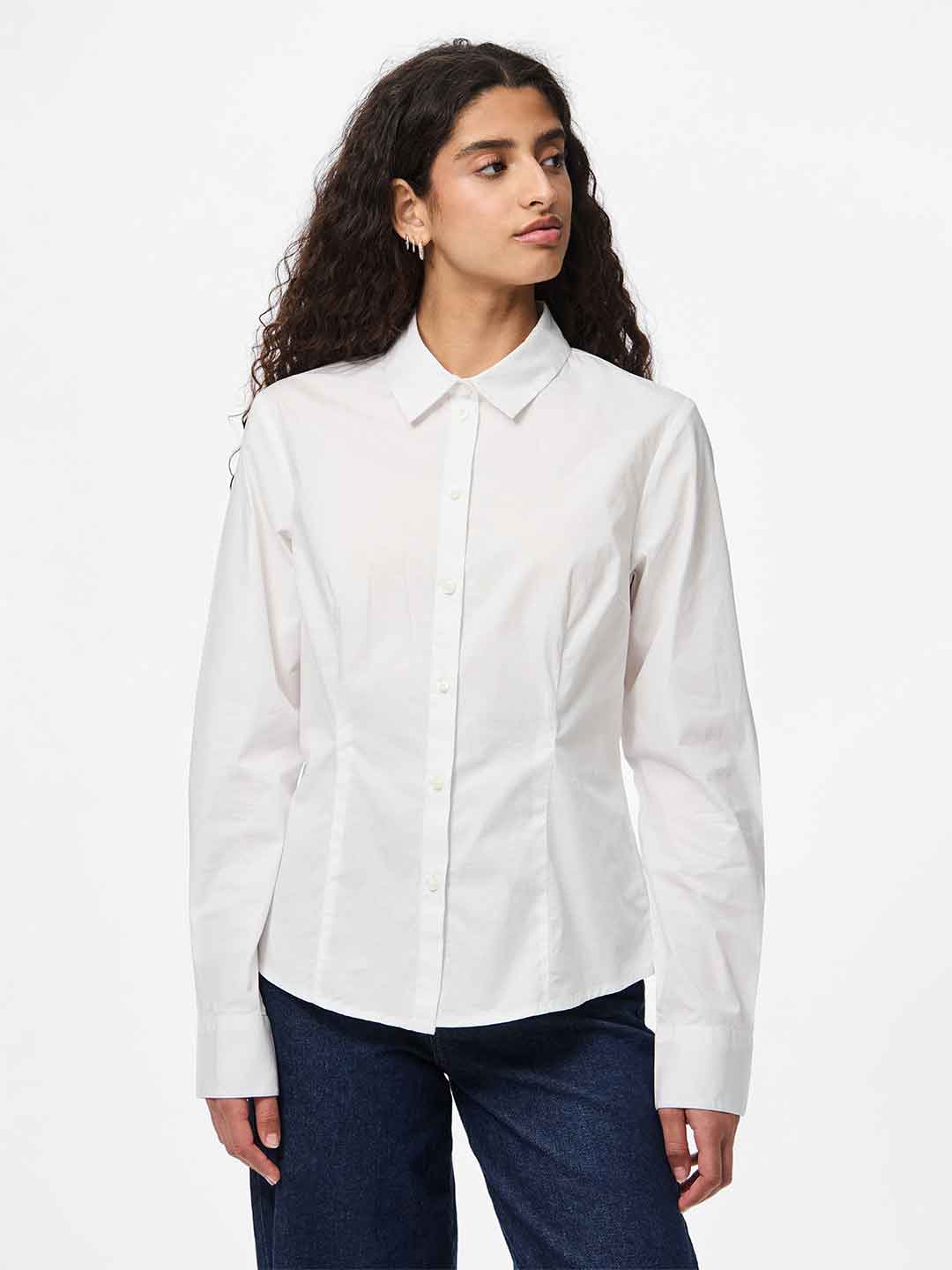 Pieces camicia bianco slim 17158360 BIANCO PIECES 
