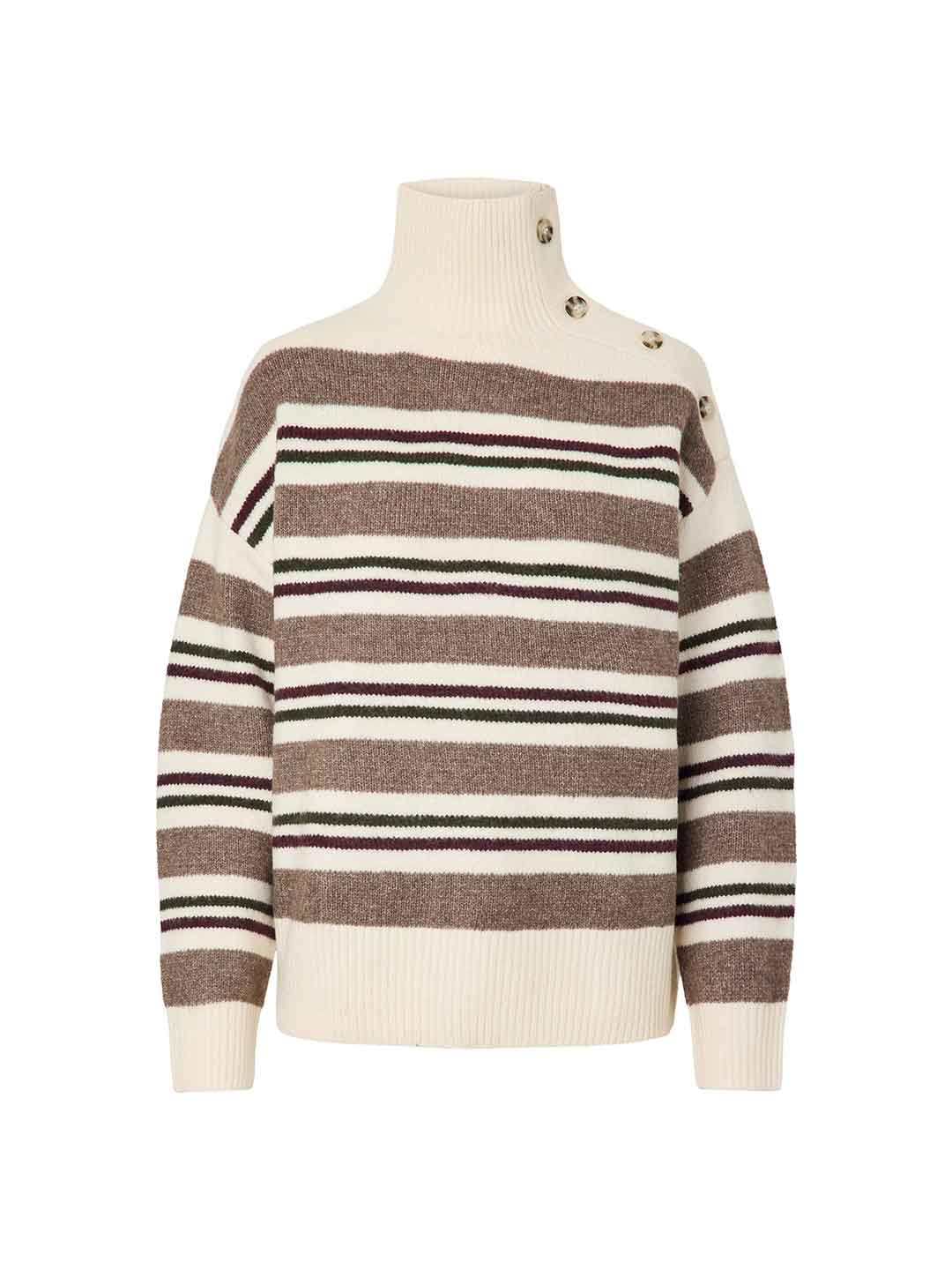 Pieces maglione beige collo alto con bottoni 17166443 BEIGE PIECES 