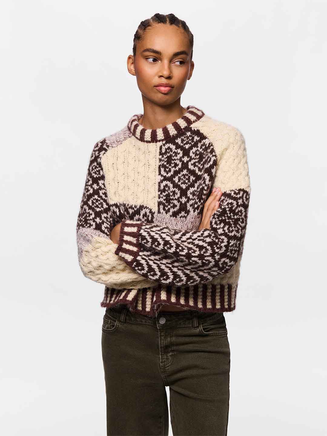 Pieces maglione panna a fantasia 17168967 PANNA PIECES 