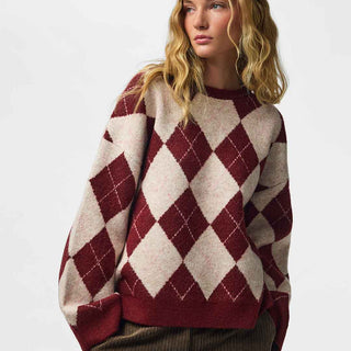 Pieces maglione bordeaux a rombi 17169184 BORDEAUX PIECES 