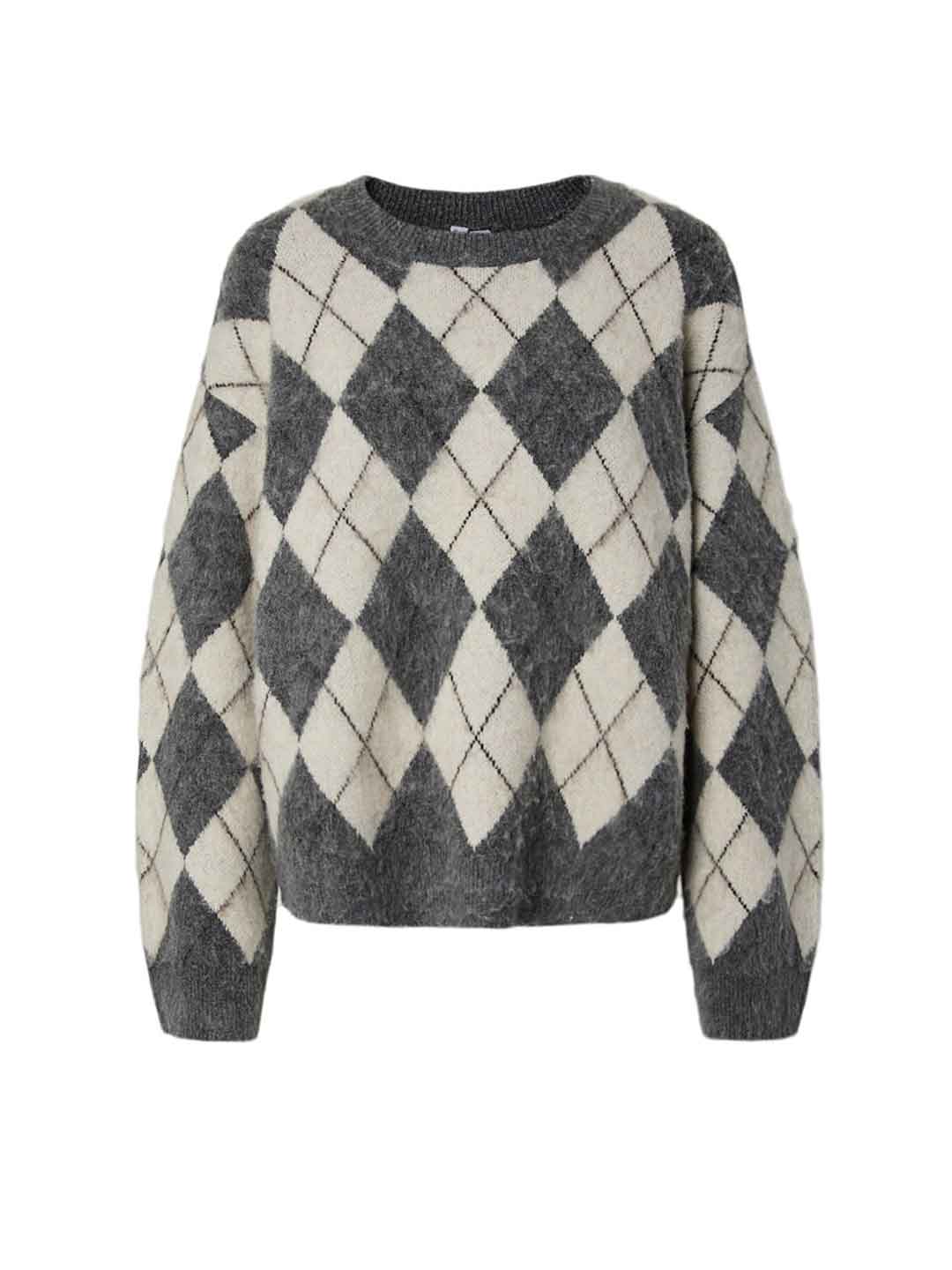 Pieces maglione grigio a rombi 17169184 GRIGIO PIECES 