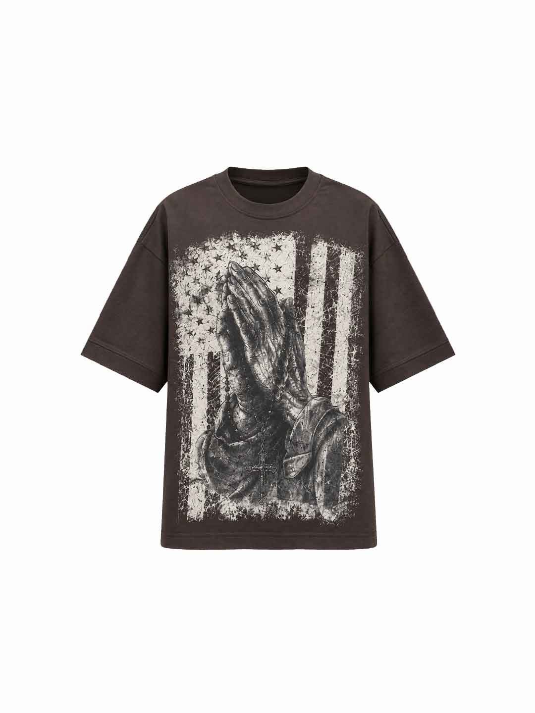 Present Day t-shirt marrone stampa mani PRS189 MARRONE PRESENT DAY 