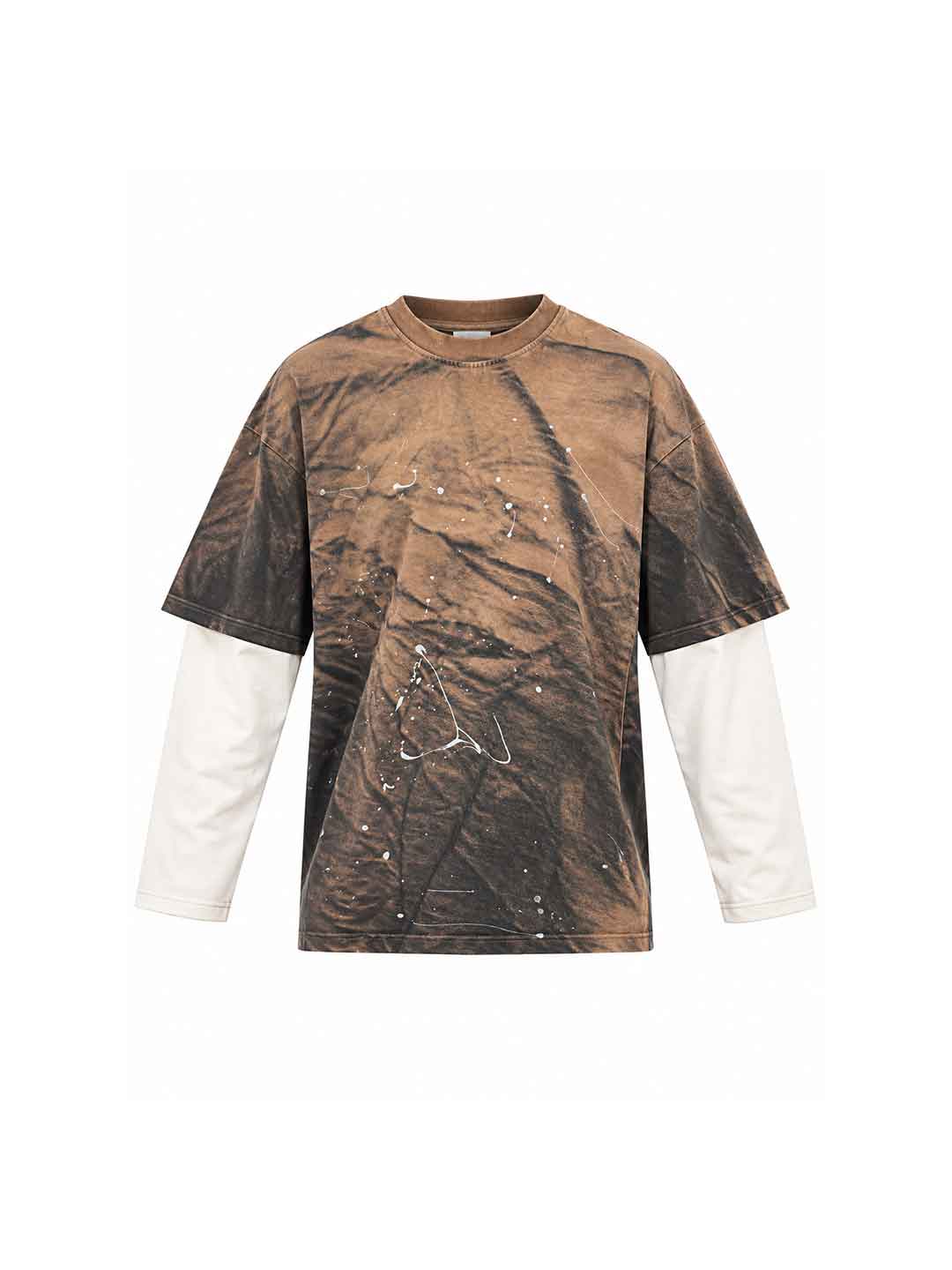 Present Day t-shirt marrone con maniche bianche PRS204 MARRONE PRESENT DAY 