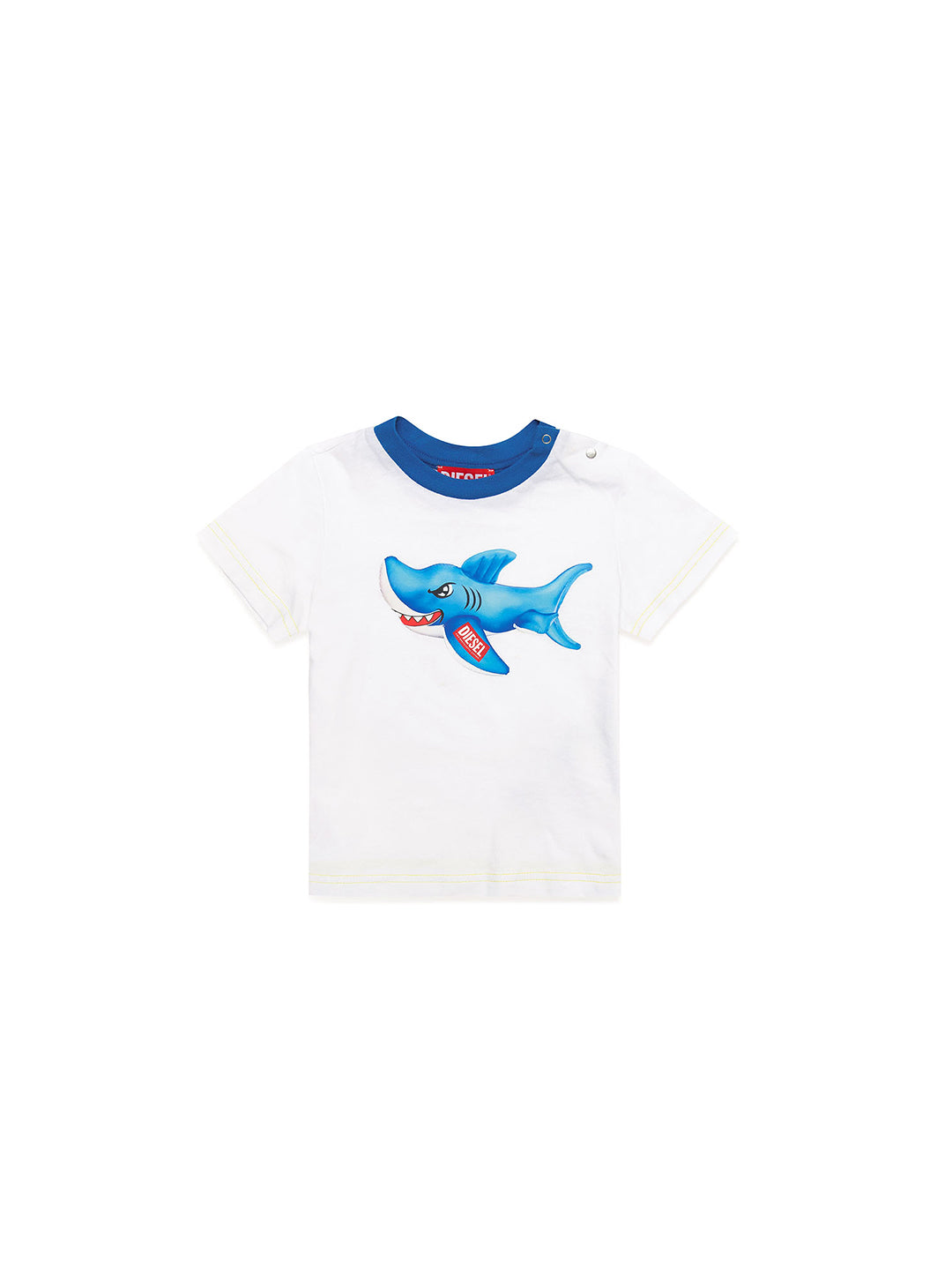 Diesel t shirt bianca e blu con stampa neonati